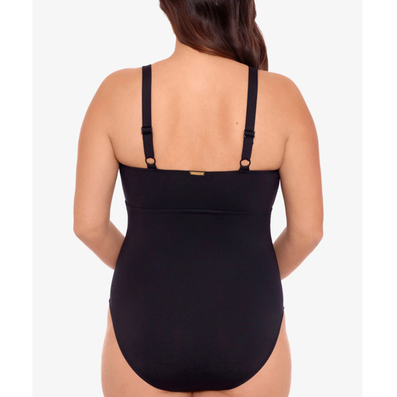 RALPH LAUREN Black High-Neck Keyhole One Piece Swimsuit 16 W 16W - Picture 5 of 6